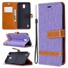 For Nokia 1.3 Denim Texture Horizontal Flip Leather Case with Holder & Card Slots & Wallet & Lanyard(Purple) - 1