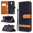 For Nokia 1.3 Denim Texture Horizontal Flip Leather Case with Holder & Card Slots & Wallet & Lanyard(Black) - 1