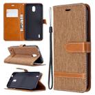 For Nokia 1.3 Denim Texture Horizontal Flip Leather Case with Holder & Card Slots & Wallet & Lanyard(Brown) - 1