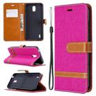 For Nokia 1.3 Denim Texture Horizontal Flip Leather Case with Holder & Card Slots & Wallet & Lanyard(Rose Red) - 1