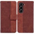 For Infinix Hot 50 Pro 4G Geometric Embossed Leather Phone Case(Brown) - 1