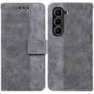 For Infinix Hot 50 Pro 4G Geometric Embossed Leather Phone Case(Grey) - 1
