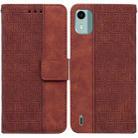 For Nokia C12 Geometric Embossed Leather Phone Case(Brown) - 1