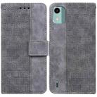 For Nokia C12 Geometric Embossed Leather Phone Case(Grey) - 1