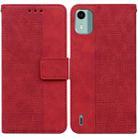 For Nokia C12 Geometric Embossed Leather Phone Case(Red) - 1