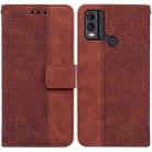 For Nokia C22 Geometric Embossed Leather Phone Case(Brown) - 1