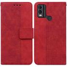 For Nokia C22 Geometric Embossed Leather Phone Case(Red) - 1