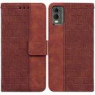 For Nokia C32 Geometric Embossed Leather Phone Case(Brown) - 1