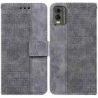 For Nokia C32 Geometric Embossed Leather Phone Case(Grey) - 1