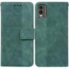 For Nokia C32 Geometric Embossed Leather Phone Case(Green) - 1