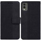 For Nokia C32 Geometric Embossed Leather Phone Case(Black) - 1