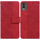For Nokia C32 Geometric Embossed Leather Phone Case(Red) - 1