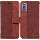 For Nokia G42 Geometric Embossed Leather Phone Case(Brown) - 1