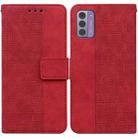 For Nokia G42 Geometric Embossed Leather Phone Case(Red) - 1