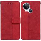 For Tecno Spark 10 5G Geometric Embossed Leather Phone Case(Red) - 1