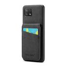 For Samsung Galaxy A22 5G Fierre Shann Crazy Horse Card Holder Back Cover PU Phone Case(Black) - 1