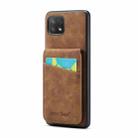 For Samsung Galaxy A22 5G Fierre Shann Crazy Horse Card Holder Back Cover PU Phone Case(Brown) - 1