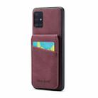 For Samsung Galaxy A51 5G Fierre Shann Crazy Horse Card Holder Back Cover PU Phone Case(Wine Red) - 1