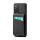 For Samsung Galaxy A52 4G / 5G Fierre Shann Crazy Horse Card Holder Back Cover PU Phone Case(Black) - 1