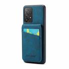 For Samsung Galaxy A72 4G / 5G Fierre Shann Crazy Horse Card Holder Back Cover PU Phone Case(Blue) - 1