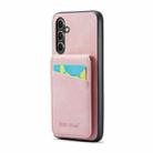 For Samsung Galaxy A34 5G Fierre Shann Crazy Horse Card Holder Back Cover PU Phone Case(Pink) - 1
