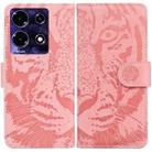 For Infinix Note 30i Tiger Embossing Pattern Flip Leather Phone Case(Pink) - 1