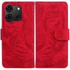 For Infinix Smart 7 India/7 Plus Tiger Embossing Pattern Flip Leather Phone Case(Red) - 1