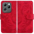 For Infinix Hot 40 / 40 Pro Tiger Embossing Pattern Flip Leather Phone Case(Red) - 1