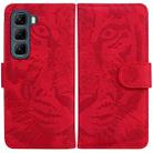 For Infinix Hot 50 4G Tiger Embossing Pattern Flip Leather Phone Case(Red) - 1