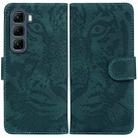 For Infinix Hot 50 5G Tiger Embossing Pattern Flip Leather Phone Case(Green) - 1