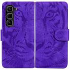 For Infinix Hot 50 Pro 4G Tiger Embossing Pattern Flip Leather Phone Case(Purple) - 1
