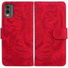 For Nokia C32 Tiger Embossing Pattern Flip Leather Phone Case(Red) - 1