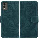 For Nokia C32 Tiger Embossing Pattern Flip Leather Phone Case(Green) - 1