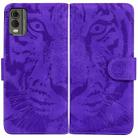 For Nokia C32 Tiger Embossing Pattern Flip Leather Phone Case(Purple) - 1