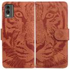 For Nokia C32 Tiger Embossing Pattern Flip Leather Phone Case(Brown) - 1