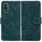 For Nokia XR21 Tiger Embossing Pattern Flip Leather Phone Case(Green) - 1