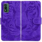 For Nokia XR21 Tiger Embossing Pattern Flip Leather Phone Case(Purple) - 1