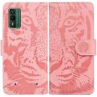 For Nokia XR21 Tiger Embossing Pattern Flip Leather Phone Case(Pink) - 1