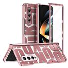 For Samsung Galaxy Z Fold4 5G Integrated Electroplating Folding Phone Case with Hinge(Rose Gold) - 1