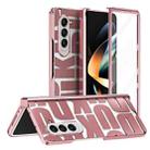 For Samsung Galaxy Z Fold5 Integrated Electroplating Folding Phone Case with Hinge(Rose Gold) - 1