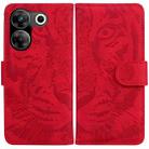 For Tecno Camon 20 Pro 5G Tiger Embossing Pattern Flip Leather Phone Case(Red) - 1