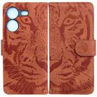 For Tecno Pova 5 Tiger Embossing Pattern Flip Leather Phone Case(Brown) - 1
