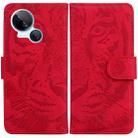 For Tecno Spark 10 5G Tiger Embossing Pattern Flip Leather Phone Case(Red) - 1