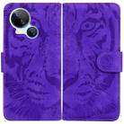 For Tecno Spark 10 5G Tiger Embossing Pattern Flip Leather Phone Case(Purple) - 1
