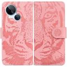 For Tecno Spark 10 5G Tiger Embossing Pattern Flip Leather Phone Case(Pink) - 1