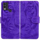 For Tecno Spark 10 Pro Tiger Embossing Pattern Flip Leather Phone Case(Purple) - 1