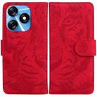 For Tecno Spark 10 / Spark 10C Tiger Embossing Pattern Flip Leather Phone Case(Red) - 1