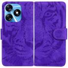 For Tecno Spark 10 / Spark 10C Tiger Embossing Pattern Flip Leather Phone Case(Purple) - 1