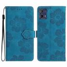 For Motorola Moto G73 Flower Embossing Pattern Leather Phone Case(Blue) - 1