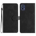 For Motorola Moto G73 Flower Embossing Pattern Leather Phone Case(Black) - 1